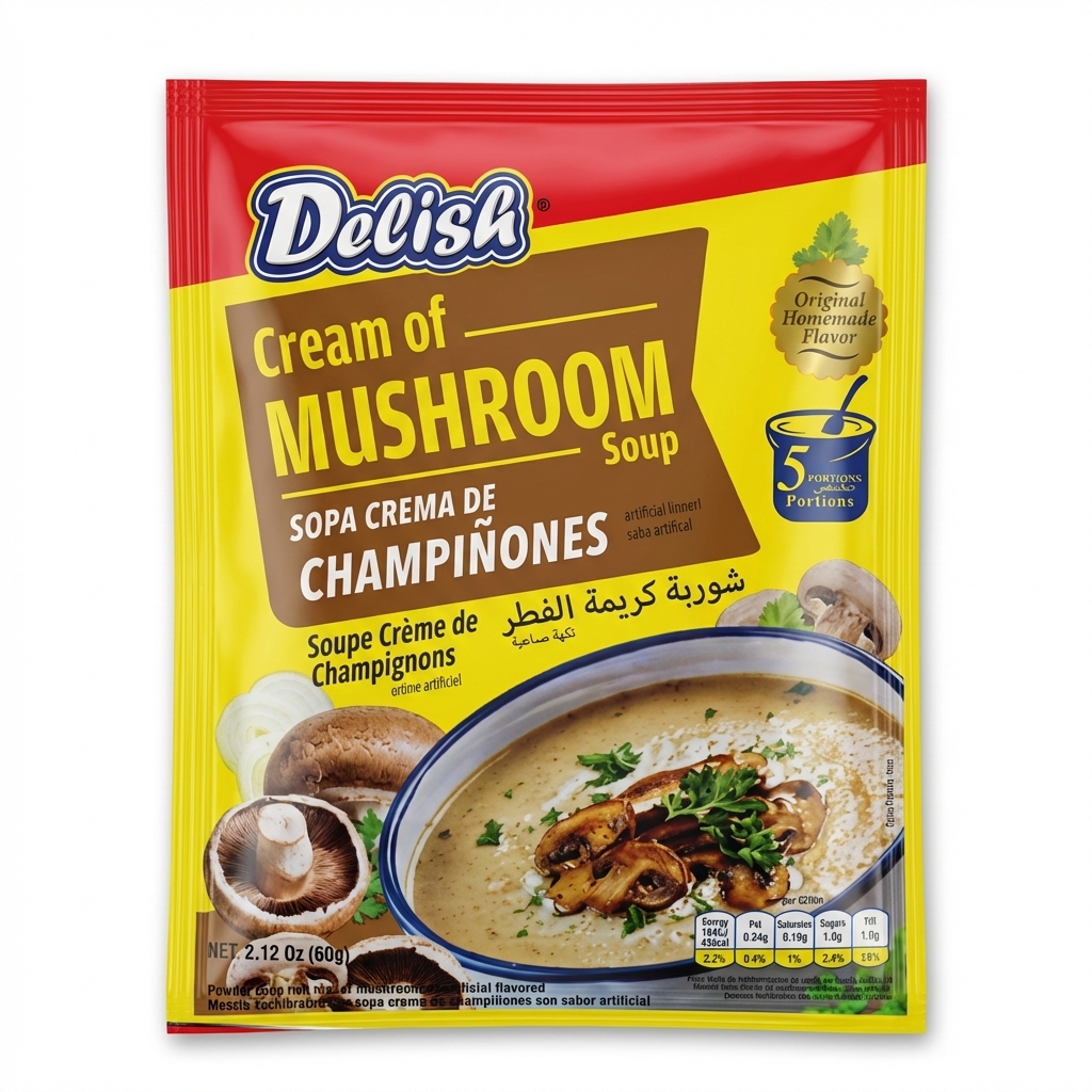 DELISH CREAM OF MUSHROOM SOUP 6X(12X60GRS)
